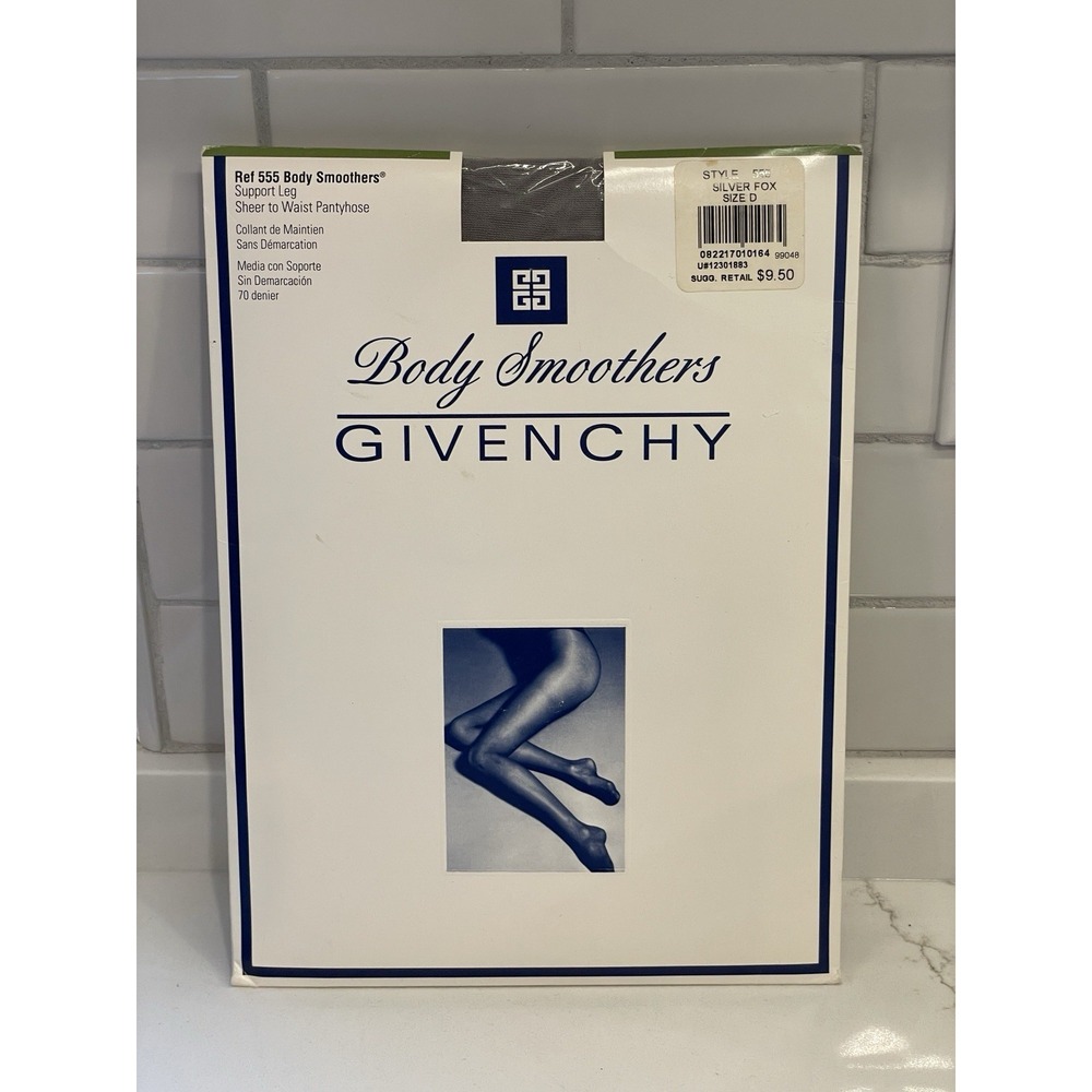 Vtg Givenchy Pantyhose Size D Silver Fox Grey Body Smoothers Sheerβ Support New